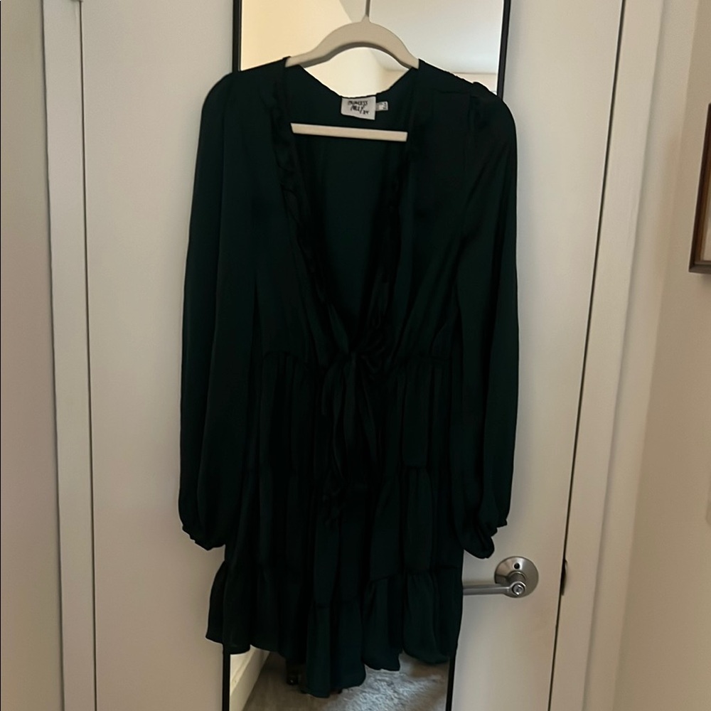 Princess Polly Green Ruffled Wrap Mini Dress